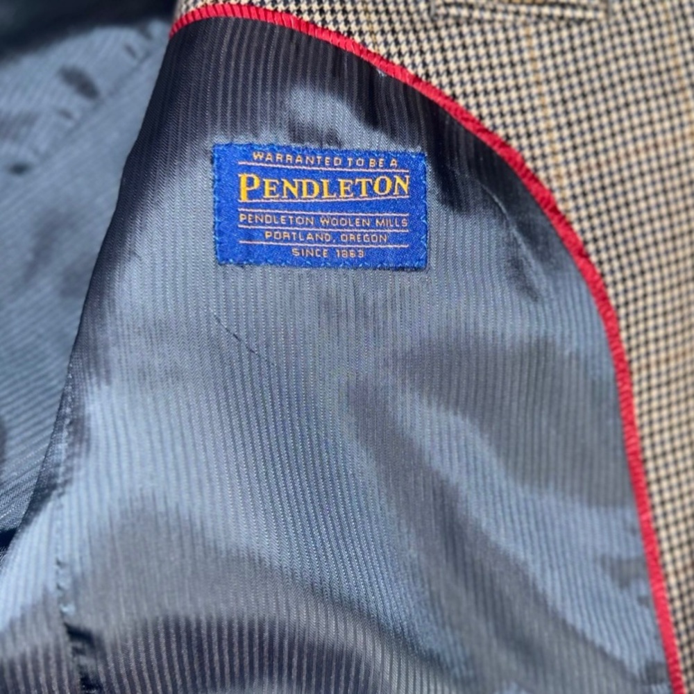 Pendleton Men’s 100% Wool Houndstooth Beige Blazer Sport Coat 48L - Picture 2 of 10